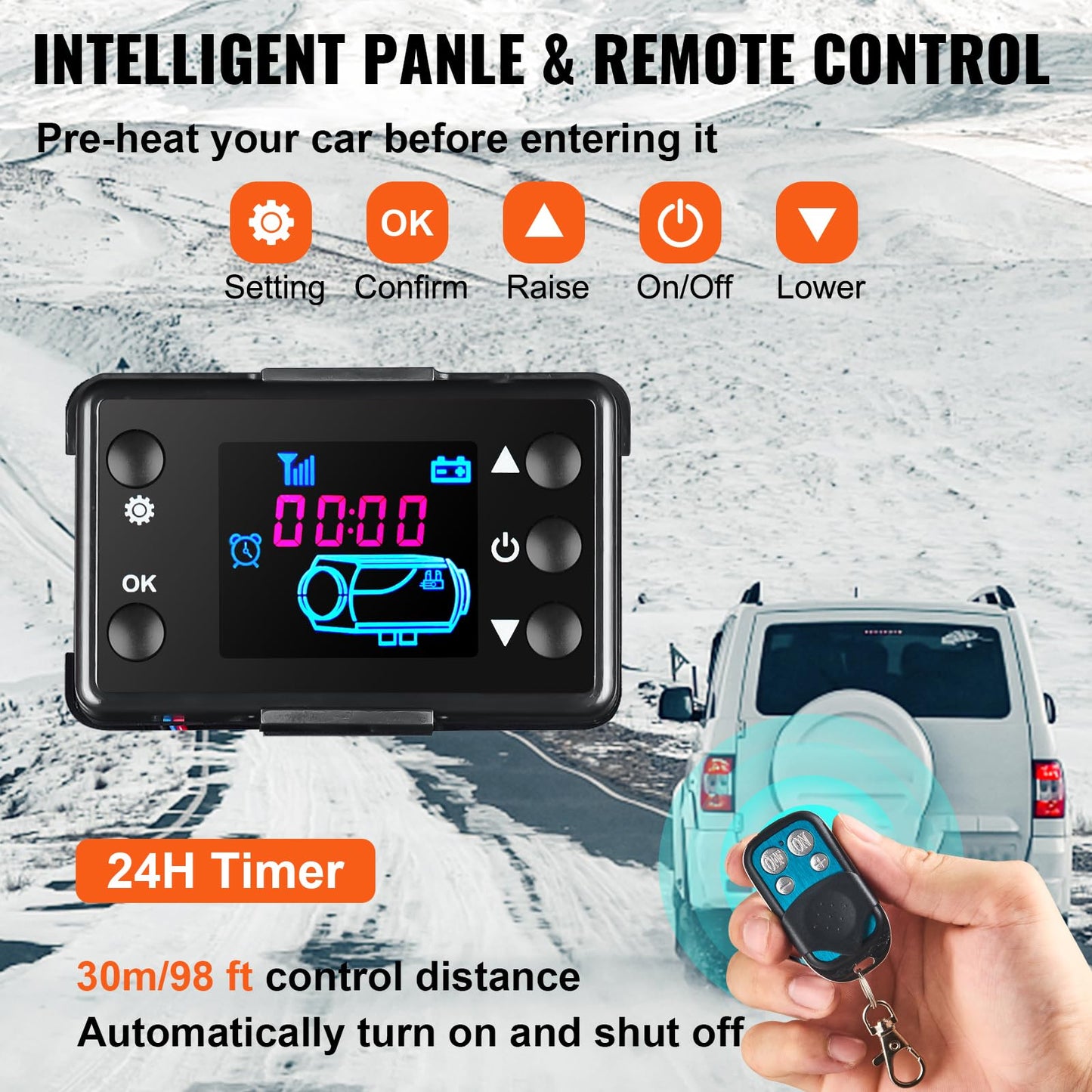 VEVOR Diesel Heater 12V Diesel Air Heater Muffler 8KW Diesel Air Heater with Remote Control & LCD Thermostat Monitor for Car Trucks Motor-Home Boat and Bus 🍁 All In One Marketplace Canada