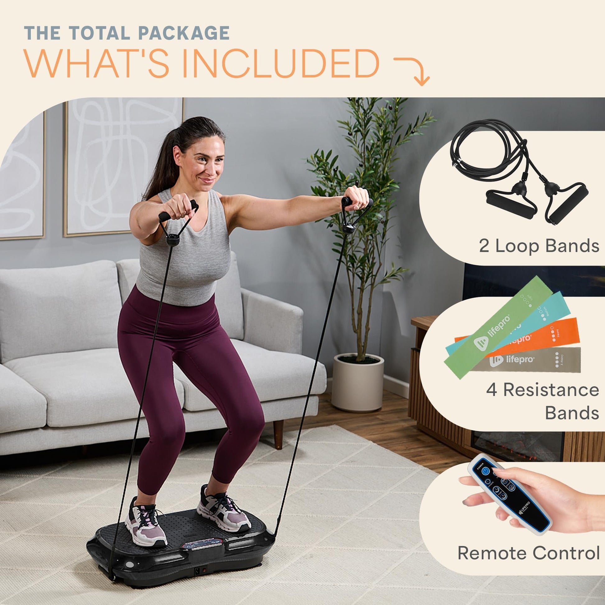 Lifepro Waver Vibration Plate Exercise Machine – Whole Body Oscillation Platform w/ 99 Speed Levels & 9 Programs – Remote Control, Loop & Resistance Bands for Full Body Home Gym Workout - Available at All In One Marketplace Canada