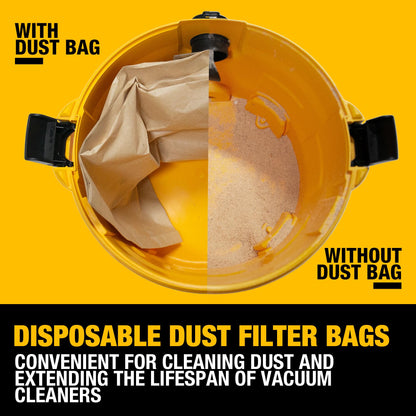 3 Pack DEWALT Dust Bag DXVA19-4101, for 6-10 Gallon Wet/Dry Vacuum, DEWALT Vacuum Bags, Compatible with DXV06P DXV09P DXV09PA DXV10P DXV10PL DXV10S DXV10SA DXV10SB DEWALT