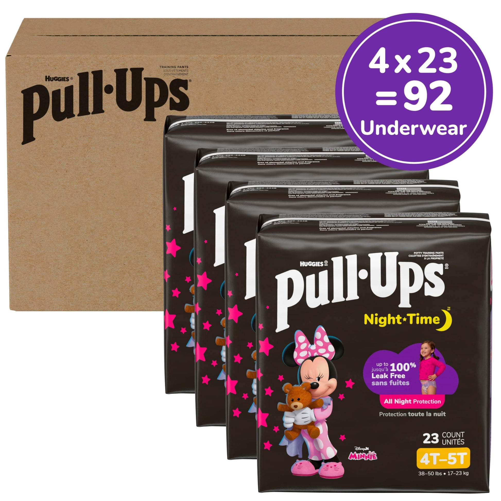 Pull-Ups Girls' Night-Time Potty Training Pants, 4T-5T, 92 Ct (38-50 lbs) Pull-Ups