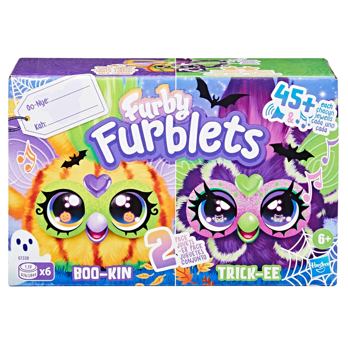 Furby Furblets 2 Pack of Fall Edition Mini Friends Trick-Ee & Boo-Kin, Electronic Halloween Plush Toys for Girls & Boys 6+, Multicolor (Amazon Exclusive)