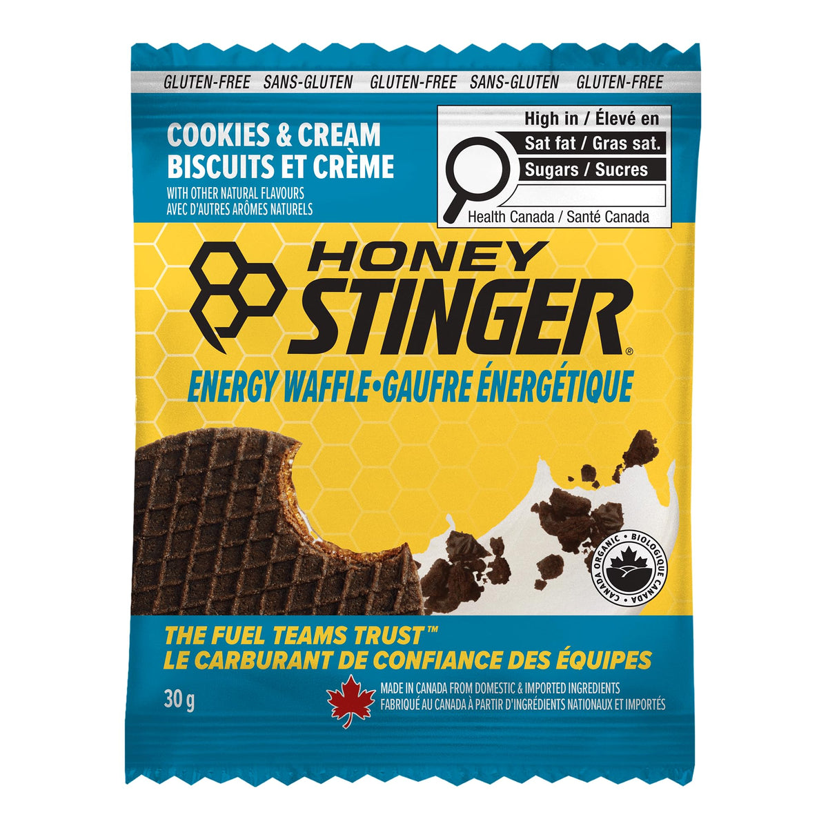 Honey Stinger Organic Gluten-Free Cookies & Cream Waffle | Energy Stroopwafel for Exercise, Endurance and Performance | Sports Nutrition for Home & Gym, Pre & During Workout | 12 Waffles, 30g