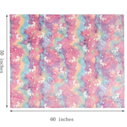 Happwow Glow in The Dark Blanket,Unicorn Blanket for Girls,Soft Throw Fuzzy Blankets Kids Rainbow Unicorn,50" x 60" Perfect for Kids Bed or Sofa,Christmas Birthday Unicorn Gifts 🍁 All In One Marketplace Canada