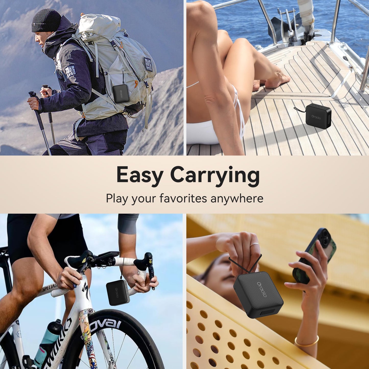 Oraolo Bluetooth Speaker, IPX7 Waterproof Portable Bluetooth Speaker with Stereo Sound, Bluetooth 5.4, Support AUX/TF Card, TWS Pairing,Small Wireless Speaker for Home, Shower, Outdoors, Travel Black - Available at All In One Marketplace Canada