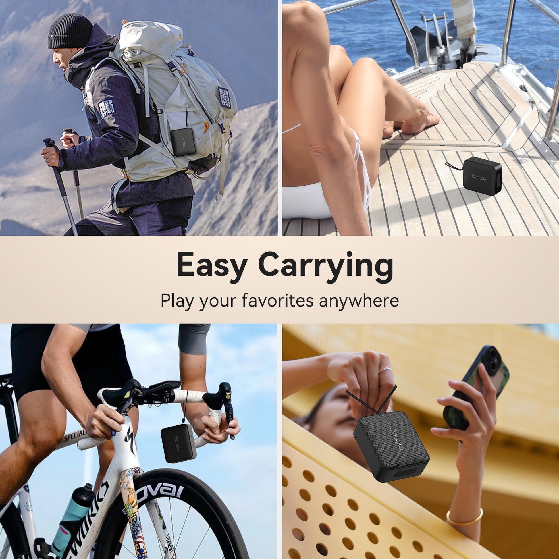 Oraolo Bluetooth Speaker, IPX7 Waterproof Portable Bluetooth Speaker with Stereo Sound, Bluetooth 5.4, Support AUX/TF Card, TWS Pairing,Small Wireless Speaker for Home, Shower, Outdoors, Travel Black - Available at All In One Marketplace Canada