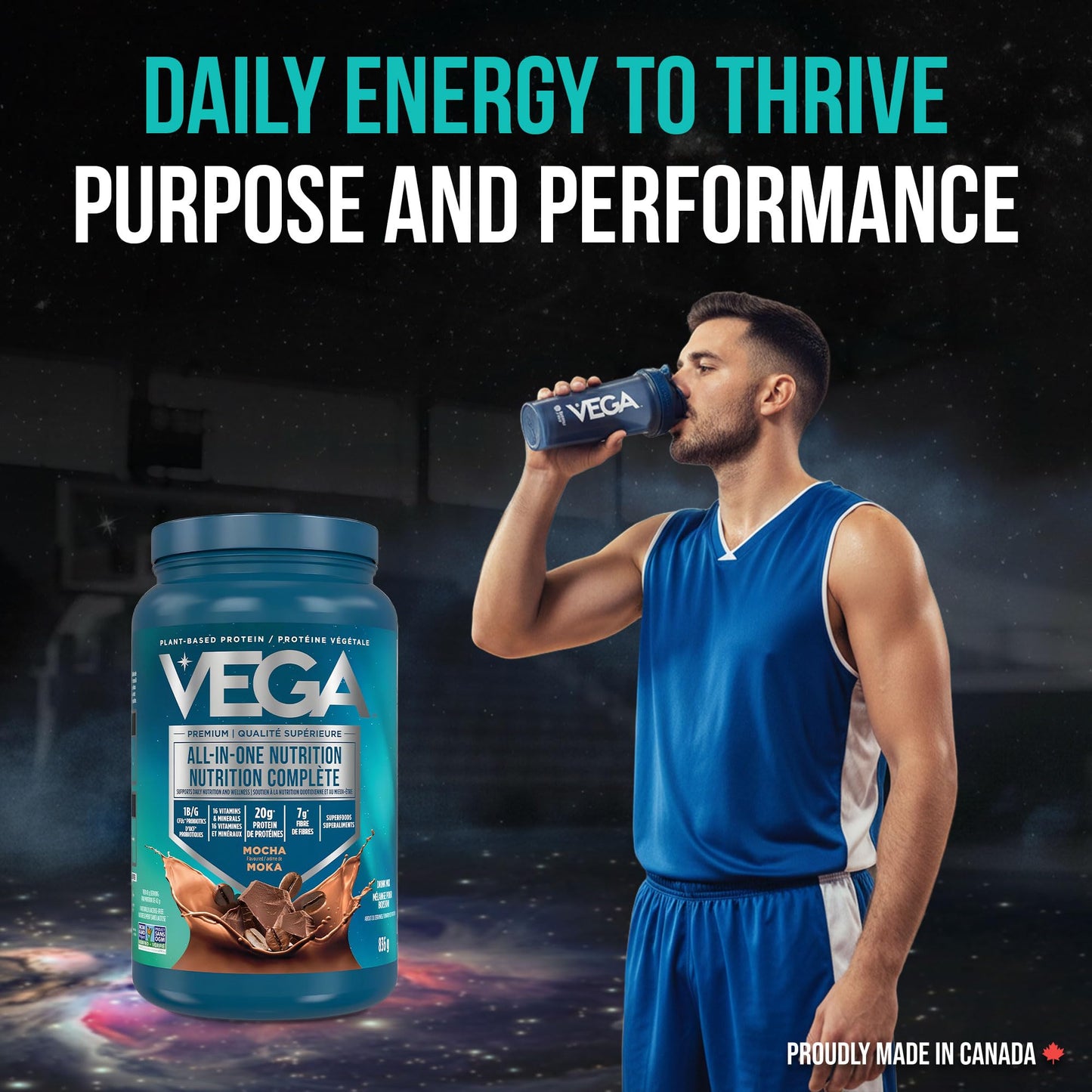 Vega Premium All-in-One Nutrition Protein Powder – 20g Plant-Based Vegan Protein, Vitamins & Probiotics, Mocha, 836g (20 Servings) 🍁 All In One Marketplace Canada
