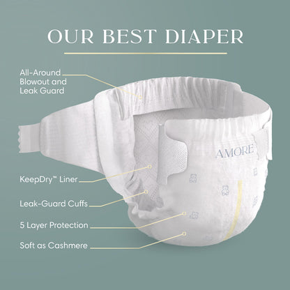 Pampers AMORE, Size 1, Our Best Diaper, 1 Pack (Count of 198)