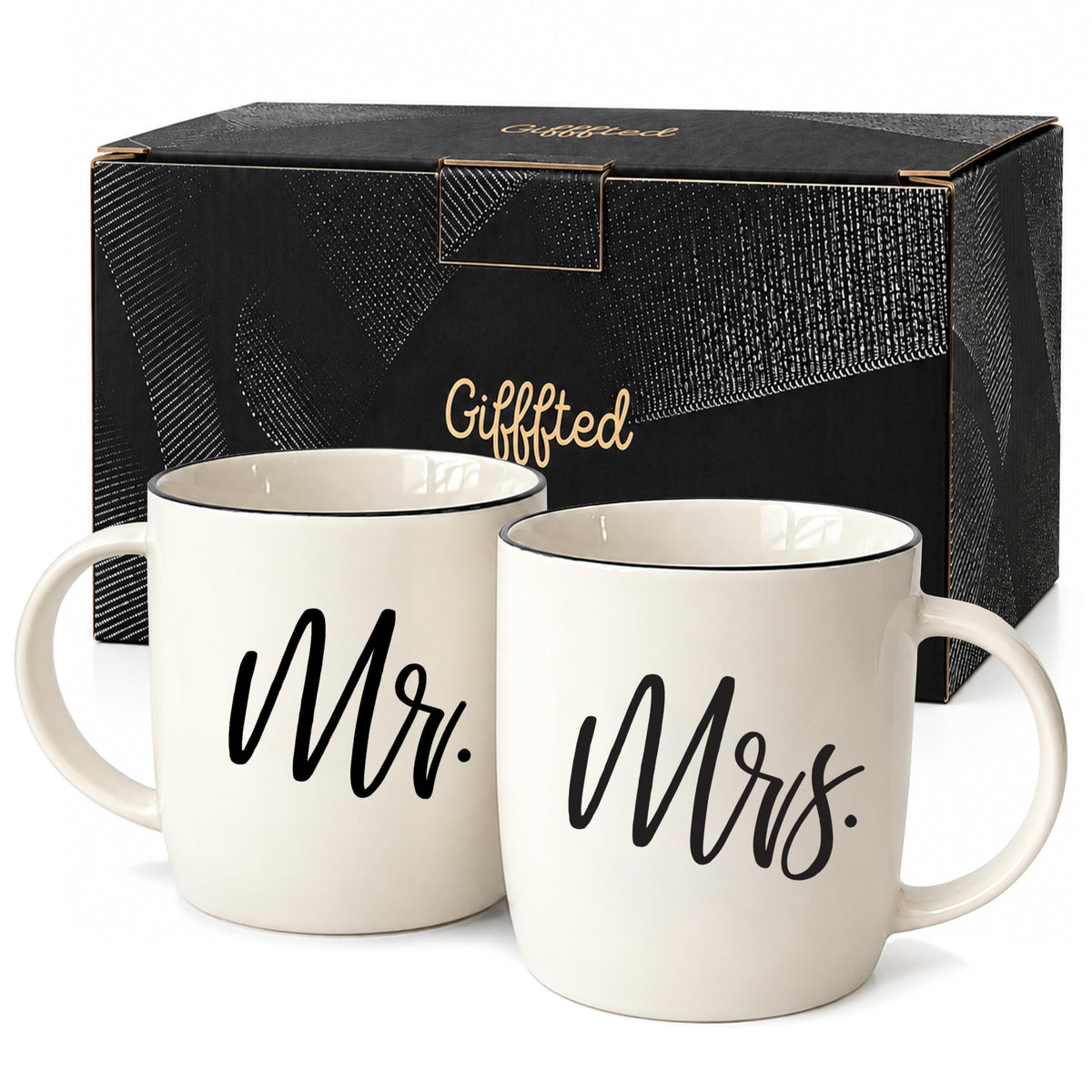 Triple Gifffted Mr and Mrs Coffee Mugs Couples Gift Set, 380 ml Ceramic 🍁 All In One Marketplace Canada