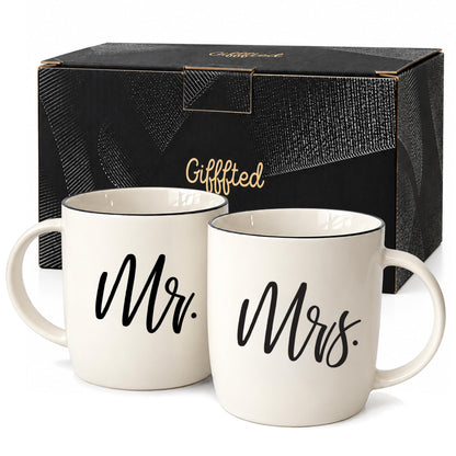 Triple Gifffted Mr and Mrs Coffee Mugs Couples Gift Set, 380 ml Ceramic 🍁 All In One Marketplace Canada