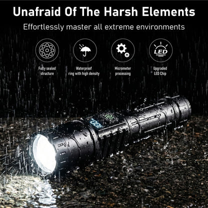 Rechargeable Flashlight 2 Pack, 990000 High Lumens LED Flash Light, Brightest Zoomable Lampe with LCD Digital Display, 5Modes Super Bright Flashlights, Powerful Tactical Flashlight for Outdoor, Gift - Available at All In One Marketplace Canada