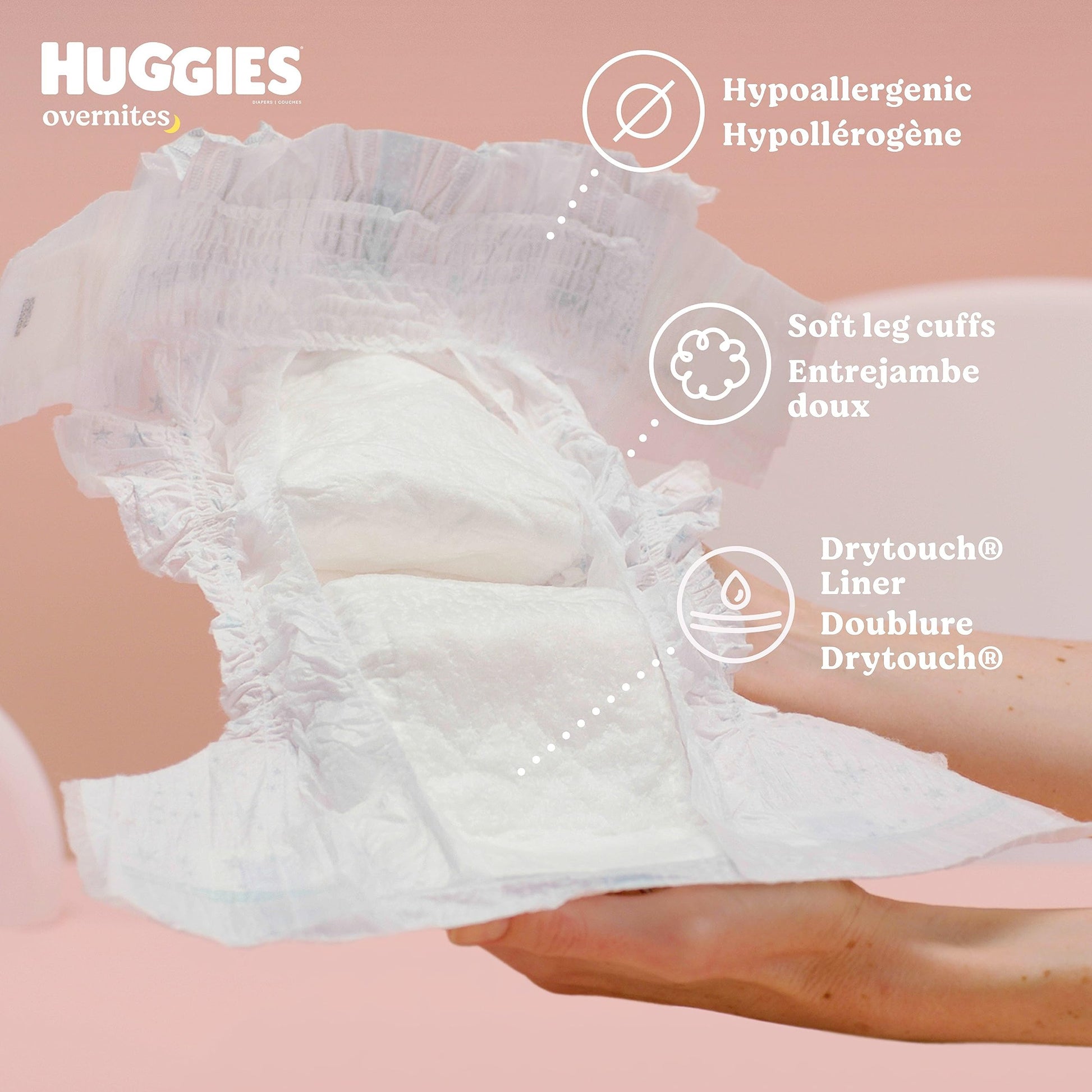 Overnight Diapers Size 7 (41+ lbs), 68 Ct, Huggies Overnites Nighttime Baby Diapers