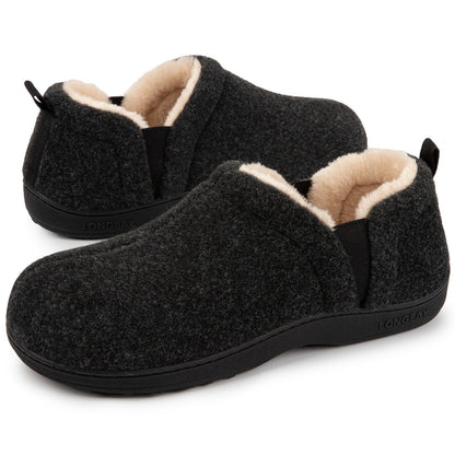 LongBay Men's Cozy Memory Foam Winter Slippers Comfy Warm House Shoes with Elastic Dual Gores for Indoor Outdoor(Medium / 9-10, Solid Dark Gray) 🍁 All In One Marketplace Canada