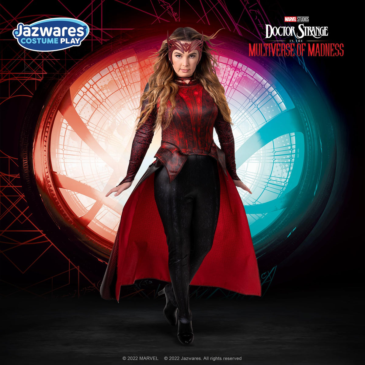 Marvel Adult Scarlet Witch Hero Costume, Womens Halloween Costume - Officially Licensed Large,Red