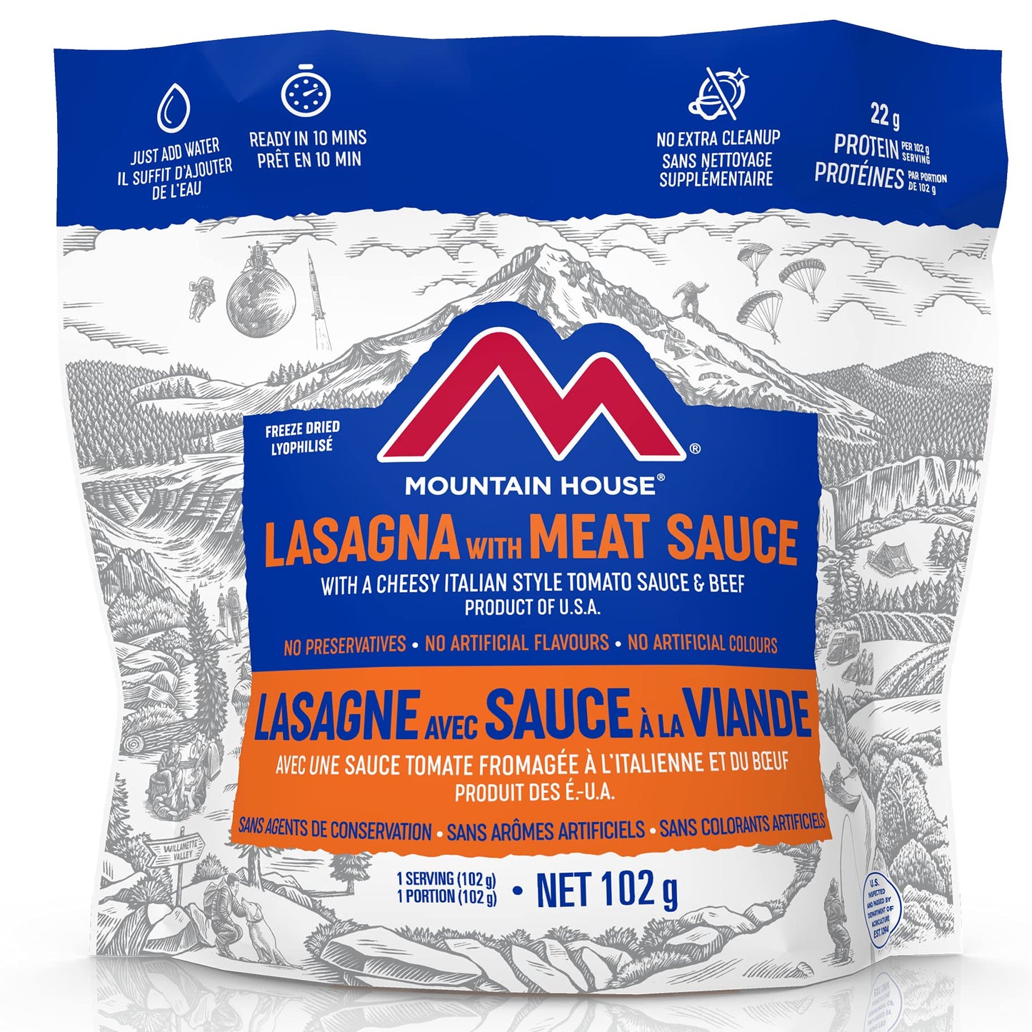 Mountain House Lasagna with Meat Sauce Pouch| Freeze Dried Backpacking & Camping Food | Survival & Emergency Food | Entree Meal | Easy to Prepare | Delicious and Nutritious | Single Pouch Mountain House