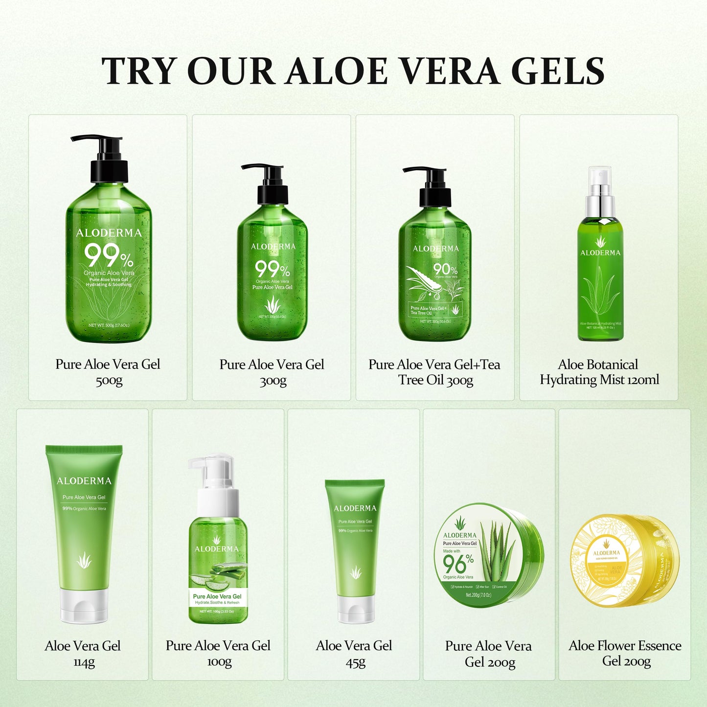 Aloderma 99% Organic Aloe Vera Gel for Skin Made within 12 Hours of Harvest, Non-Sticky Aloe Vera Gel for Sunburn Relief, Natural, Soothing Hydrating Aloe Vera for Face & Hair, Lightweight Gel, 10.6oz - Available at All In One Marketplace Canada