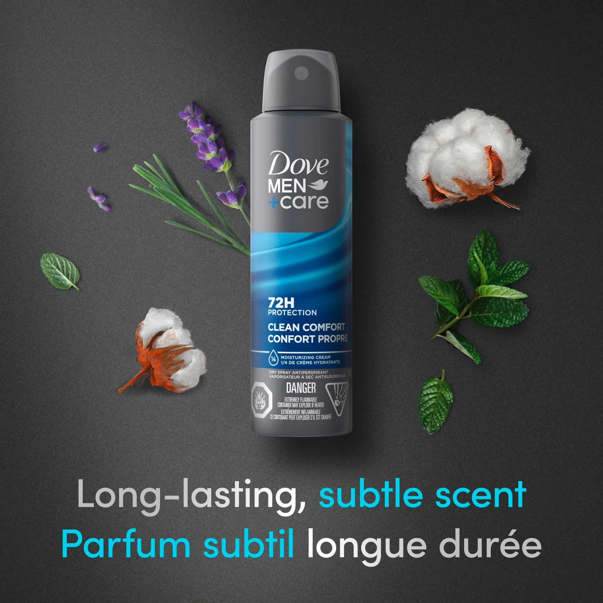 Dove Men+Care Antiperspirant Dry Spray deodorant for 72H sweat & odour protection Clean Comfort with Triple Defense Technology, 107g (Pack of 3) - Available at All In One Marketplace Canada