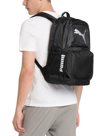 PUMA unisex adult Evercat Contender Backpack, Black/Silver, One Size US