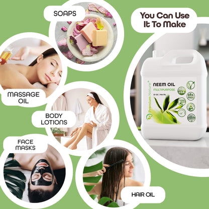 Neem Oil Multipurpose, 100% Natural Neem Oil, Cold-Pressed Unrefined, 946 ml - Available at All In One Marketplace Canada