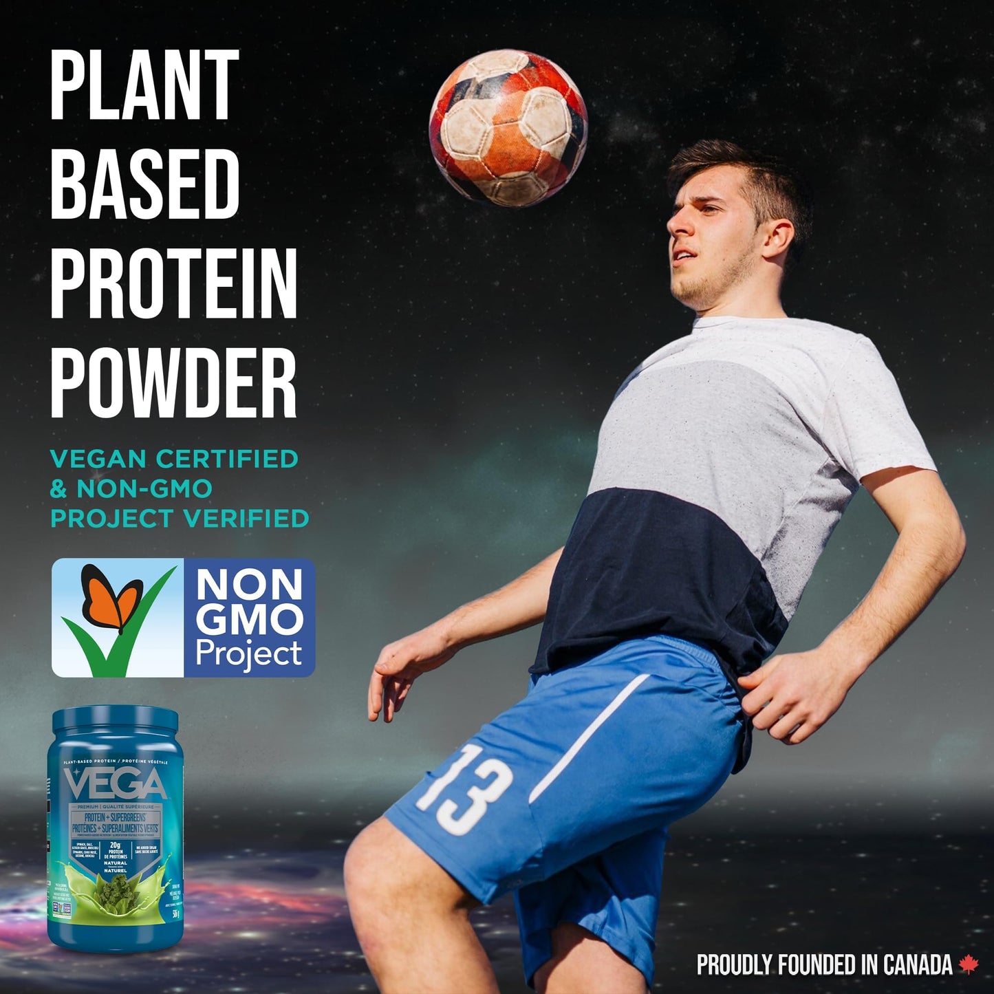 Vega Protein + Supergreens Vegan Plant Based Protein Powder – 20g Organic Pea Protein, Dairy-free, Healthy Breakfast Shake – Natural 21 Servings, 586 grams (Pack of 1)