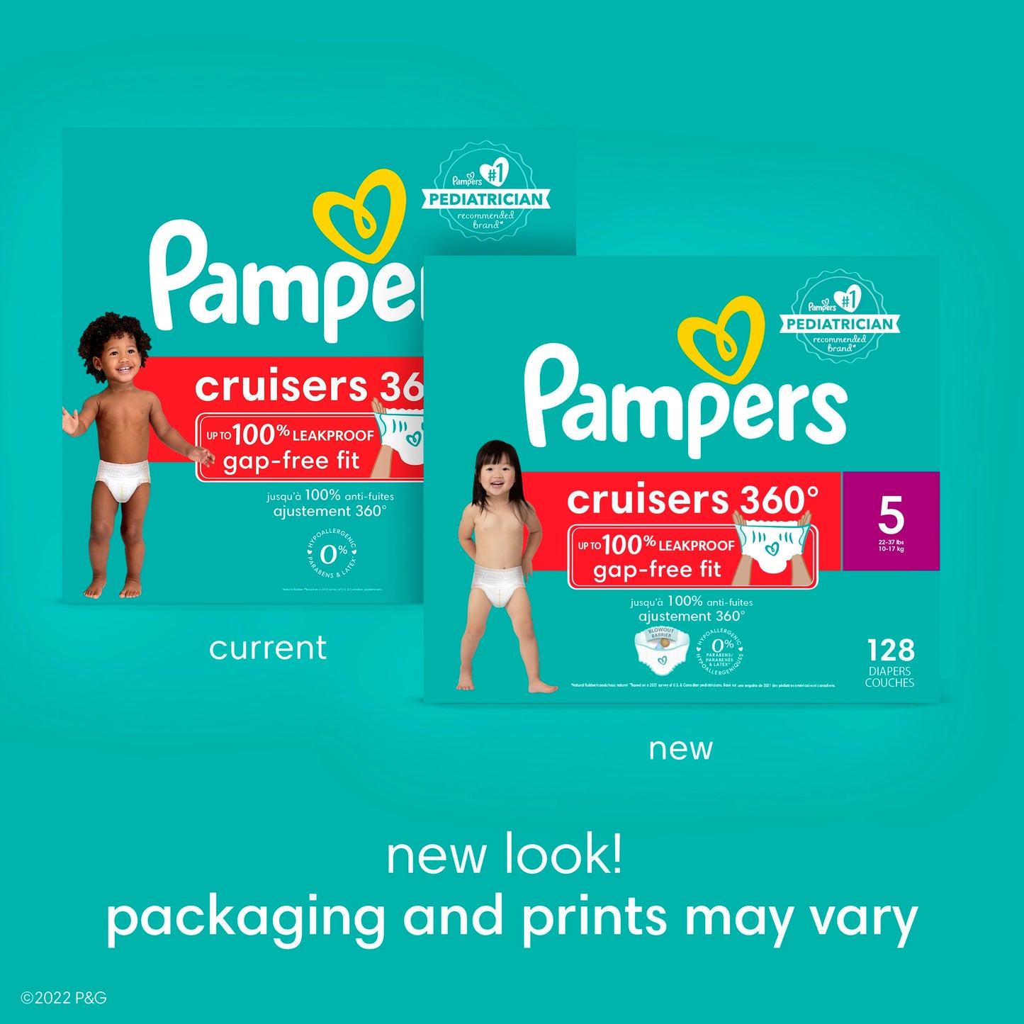 Pampers Diapers - Cruisers 360 degrees - Size 6, 76 Count, up to 100% Leakproof Fit, Designed for Active Babies, Pull On Diaper, EZ Off Tabs Designed for Easy Changes