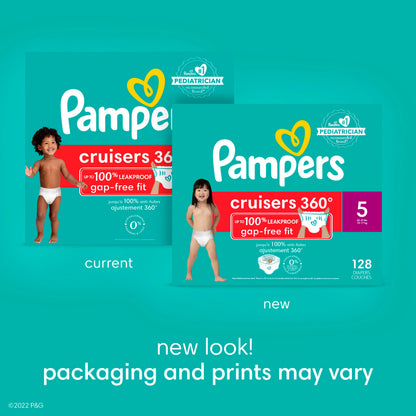 Pampers Diapers - Cruisers 360 degrees - Size 6, 76 Count, up to 100% Leakproof Fit, Designed for Active Babies, Pull On Diaper, EZ Off Tabs Designed for Easy Changes