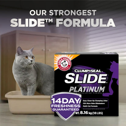 Arm & Hammer Platinum Clumping Cat Litter, 2x Longer Odour Control, Multi-Cat Clay, Ultimate 14-Day Freshness, Extra Oduor Eliminators, Effortless Clean, Dust-Free, Heavy-Duty Clumping, 8.16kg