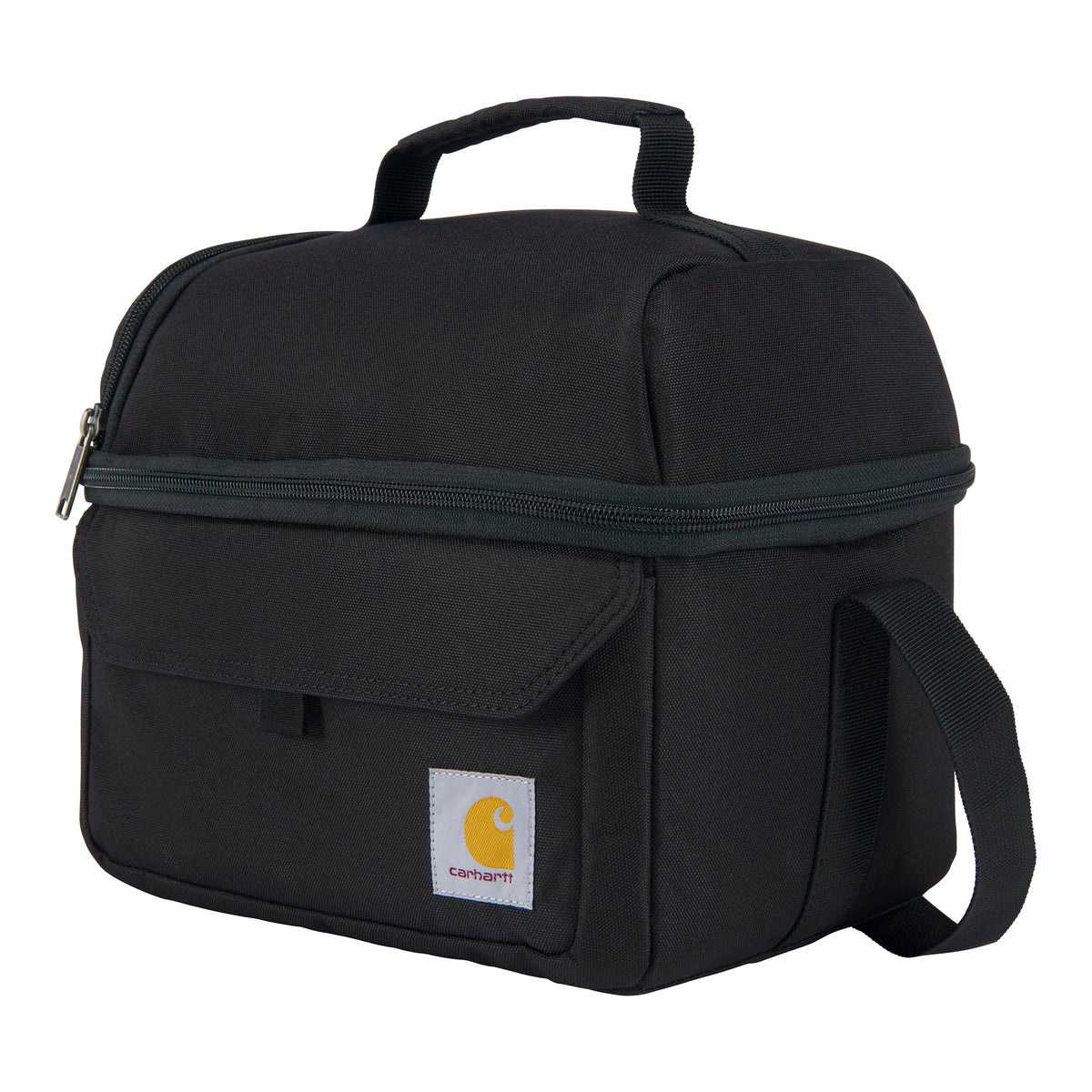 Carhartt Insulated 12 Can Two Compartment Lunch Cooler, Durable Fully-Insulated Lunch Box, Dual Compartment (Black)