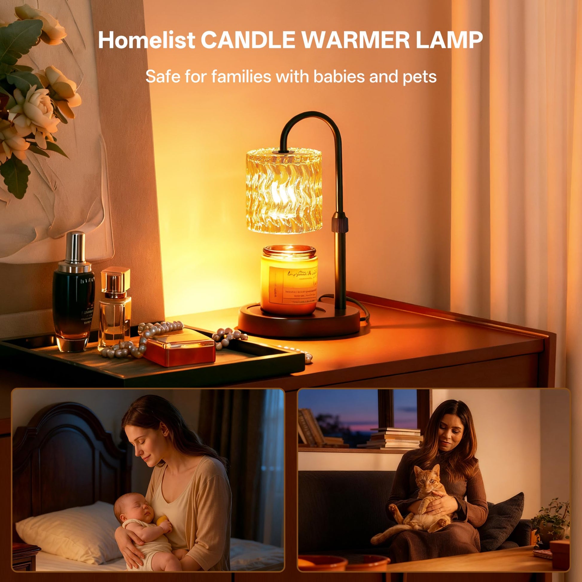 Homelist Candle Warmer Lamp, 2026 New Years Decorations, Adjustable Height Candle Warmer with Timer, Gifts for Women, Mother's Day for Mom Dimmable Candle Lights for Bedroom, Tea Room, Rest Room - Available at All In One Marketplace Canada