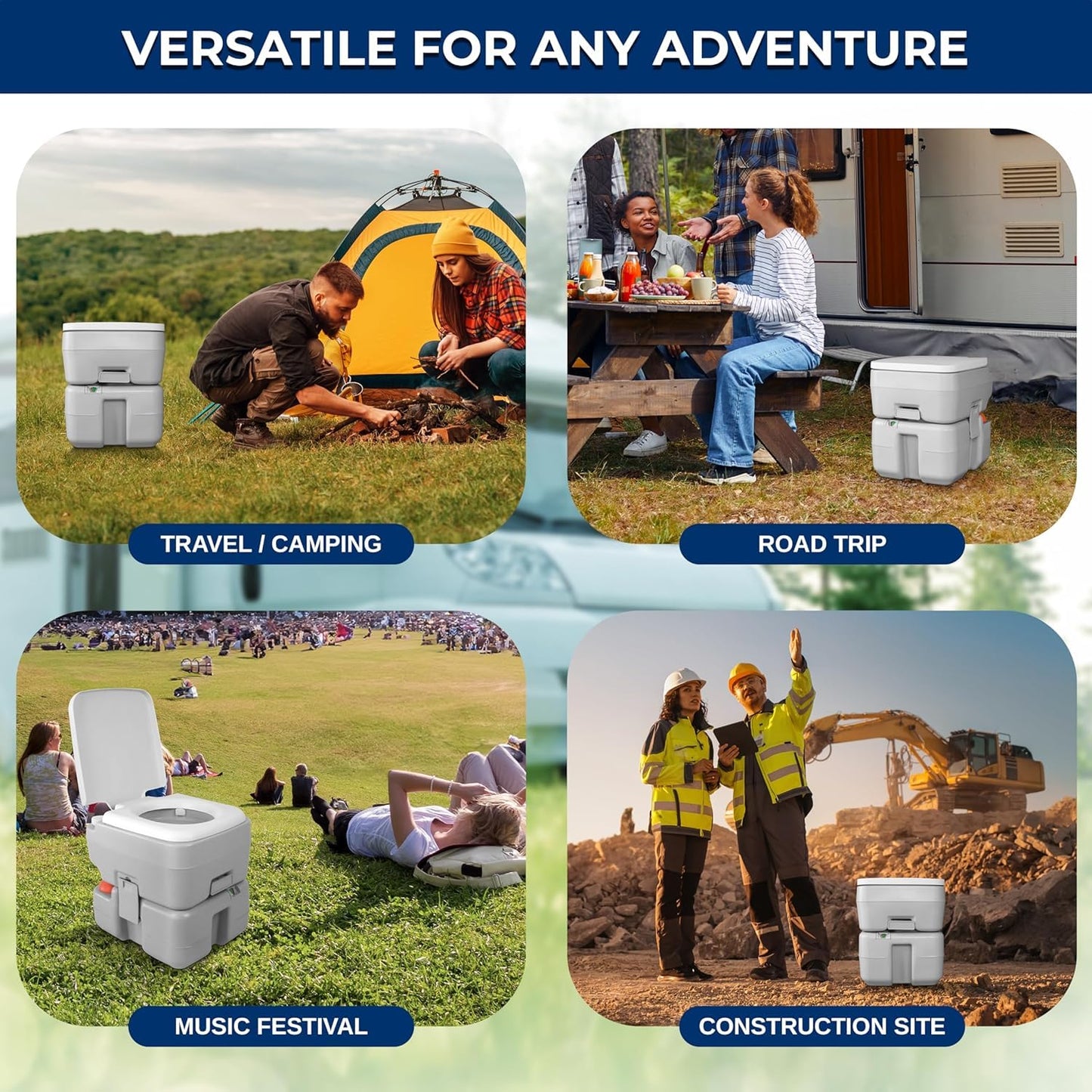SerenLife Portable Toilet - 5.2 Gallon Camping and RV Porta Potty, Flushable, Leak Proof and Detachable Waste Tank, Ideal for Road Trip, Boats, Travel and Hiking Gear Essentials SereneLife