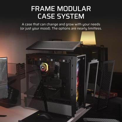 CORSAIR Frame 4000D RS ARGB Modular Mid-Tower ATX PC Case – High Airflow, 3X Pre-Installed RS ARGB Fans, InfiniRail™ Fan Mounting System, ASUS BTF, MSI Project Zero, Gigabyte Project Stealth – Black 🍁 All In One Marketplace Canada