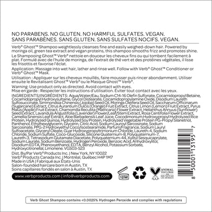 VERB Ghost Fine Hair Shampoo, 12 fl oz | Weightless Smoothing Cleanser Verb