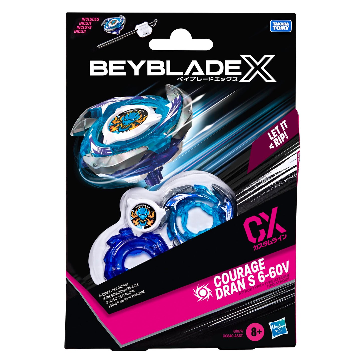 Beyblade X Courage Dran S 6-60V CX Starter Pack Set, Attack Type Top and Launcher; Authentic Takara Tomy Battle Tops Games, Toys for Boys and Girls 8+ - Available at All In One Marketplace Canada