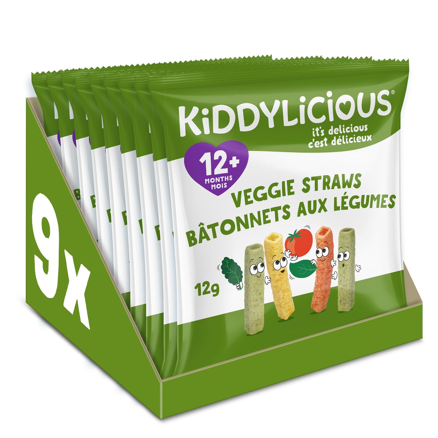 Kiddylicious Veggie Straws | 12+ Months | 9 Portions | 108g Kiddylicious