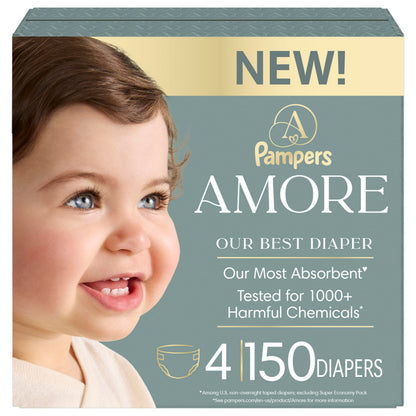 Pampers AMORE, Size 4, Our Best Diaper, 1 Pack (Count of 150)