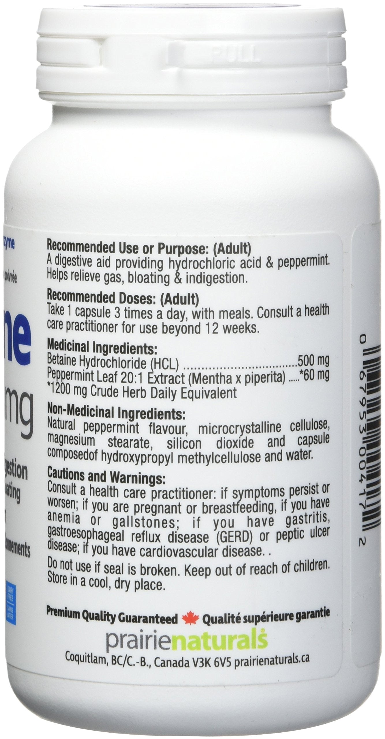 Prairie Naturals Betaine HCL 500mg VCaps - 120 Count Prairie Naturals