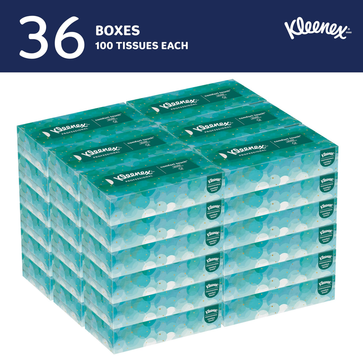Kleenex Professional Facial Tissue, Bulk (21400), 2-ply, White, Flat Boxed Format for Business (100 tissues/Box, 36 Boxes, 3,600 Sheets/case)