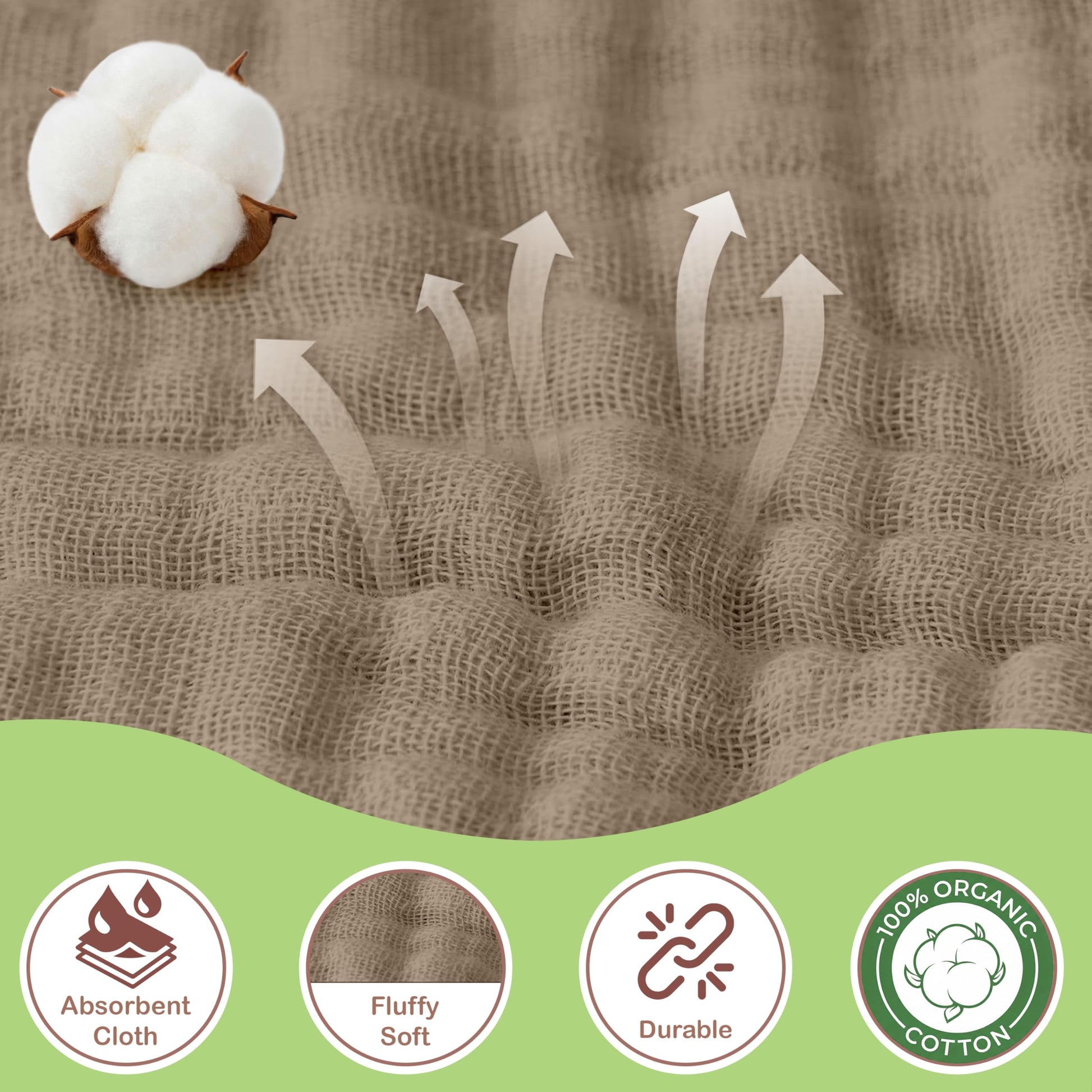 Infancie 100% Organic Cotton Muslin Hooded Baby Towels 2 Pack 81 X 81 CM Shower Towel Soft Breathable Lightweight Quick Dry Gentle On Baby Skin for Newborns and Infants