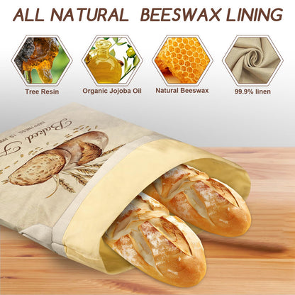 Beeswax Bread Bags for Sourdough, 2 Pack Reusable Bread Bag for Storage XL 17x13 Inch, Large Linen Bags for Homemade Sourdough - Keep Fresh, Freezer Safe - Available at All In One Marketplace Canada