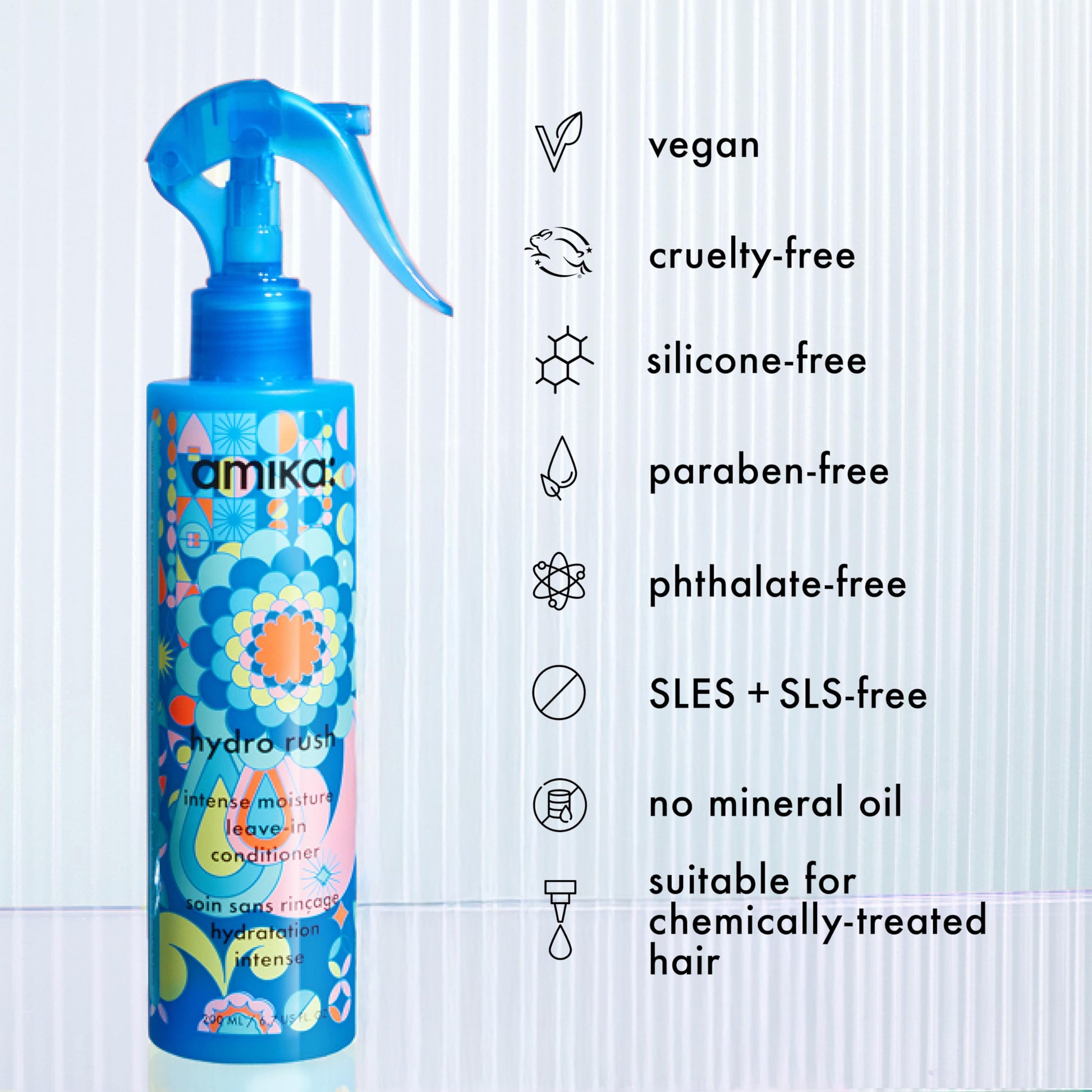 amika hydro rush intense moisture leave-in conditioner with hyaluronic acid, 60ml Amika
