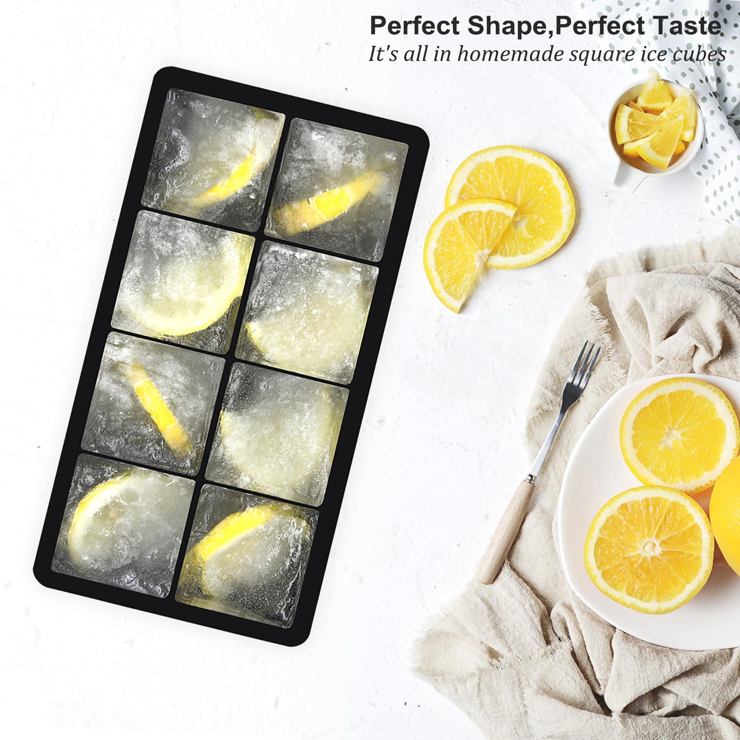 Bangp Large Ice Cube Tray for Whiskey,2 Pack Stackable Big Ice Cube Molds Make 16 Big Whiskey Ice Cubes,Easy Release Square Ice Cube Maker for Cocktails,Whiskey,Soups and Frozen Treats - Available at All In One Marketplace Canada
