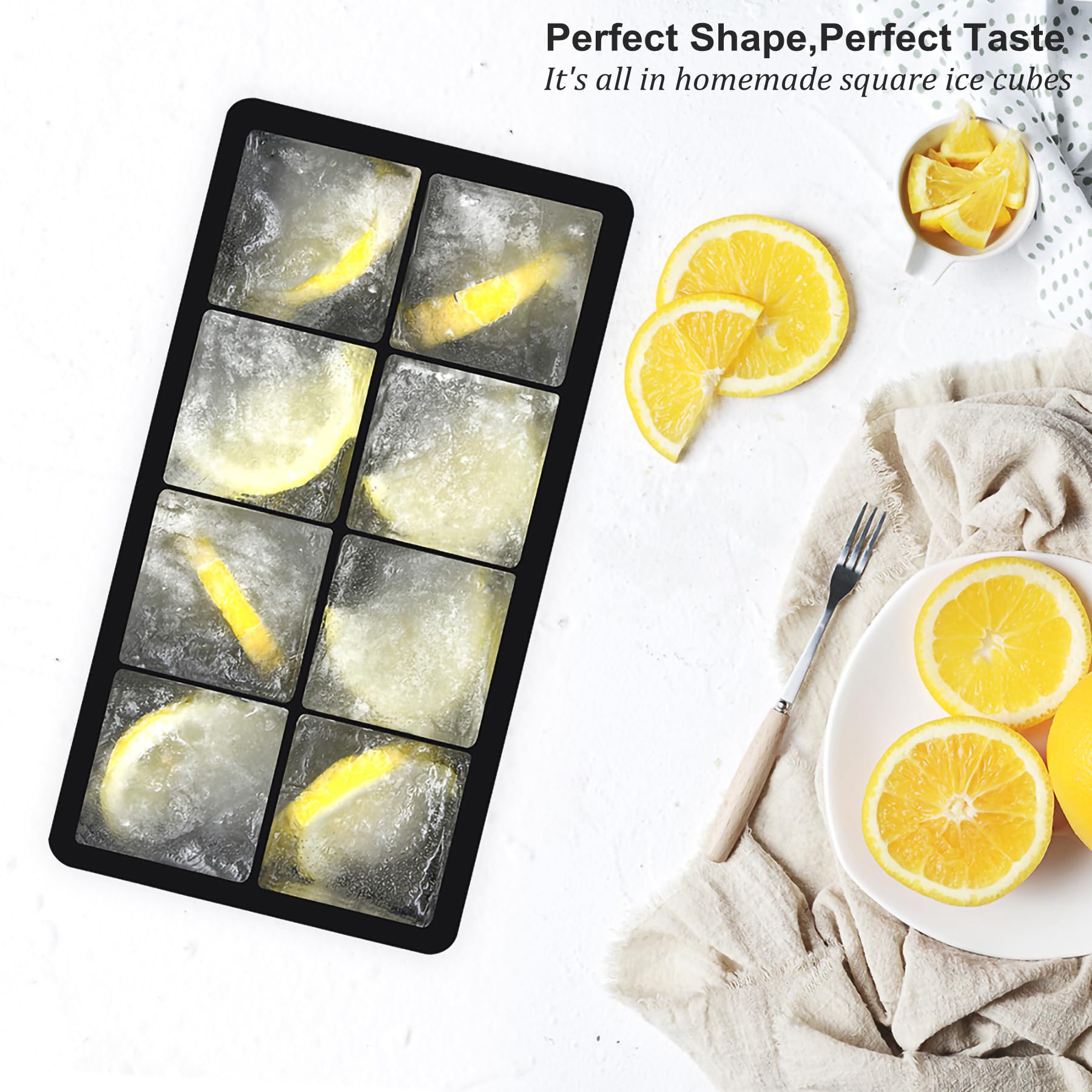 Bangp Large Ice Cube Tray for Whiskey,2 Pack Stackable Big Ice Cube Molds Make 16 Big Whiskey Ice Cubes,Easy Release Square Ice Cube Maker for Cocktails,Whiskey,Soups and Frozen Treats - Available at All In One Marketplace Canada