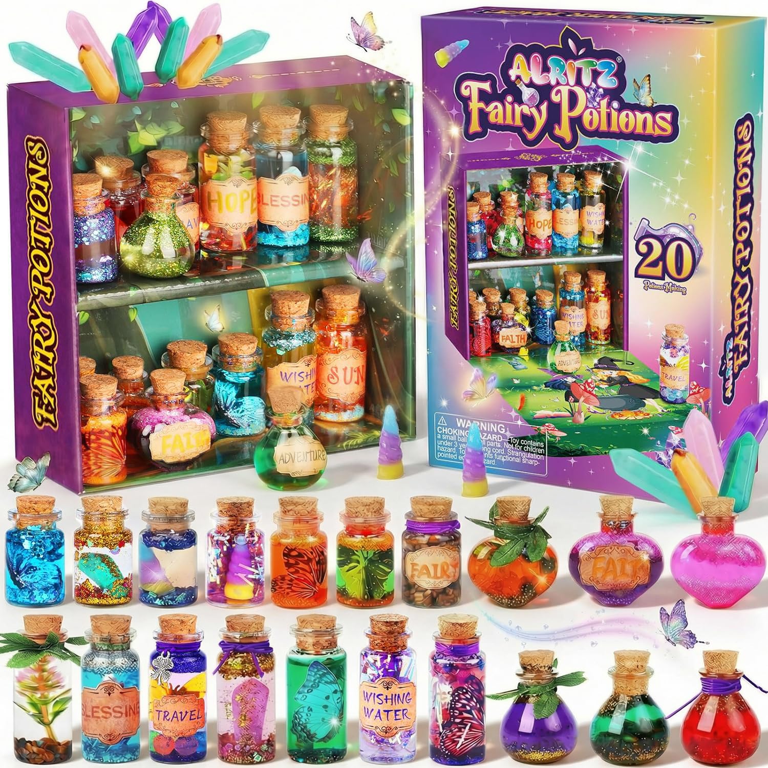Alritz Fairy Potions Kit, Magic Mix Kit 20 Bottles, Decorations Ornaments Garden Crafts Birthday Gifts Toys for Girls 6 7 8 9 10 Years Old Families Party Outdoor Indoor - Available at All In One Marketplace Canada