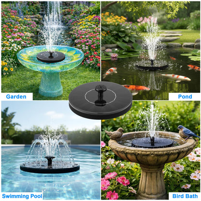 FYDGTPI Solar Fountain, Floating Solar Water Pump with 6 Nozzles & 4 Fixed Pipes, Solar Fountain for Bird Bath, Garden, Pond, Pool