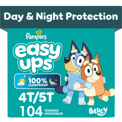 Pampers Easy Ups Girls & Boys Potty Training Pants, Size 6 (4T5T), Bluey Absorbent Training Underwear, Up to 100% Leakproof Day and Night, Hypoallergenic, 1 Pack (Count of 104) 🍁 All In One Marketplace Canada