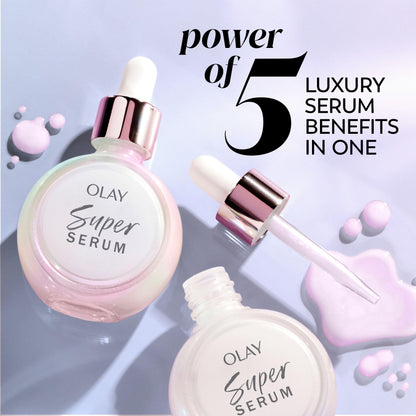 Olay Super Serum - Niacinamide, Vitamin C & E, Collagen Peptide, AHA - 5-in-1 Skin Care Benefits for Face - Healthy Glow, Brightening, Hydrating, Smoothing, Firming, Evens Tone, Anti-Aging, 30 mL Olay