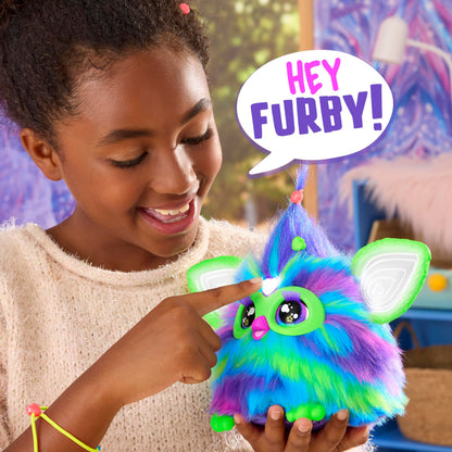 Furby Galaxy Edition, Glow in the Dark, 15 Fashion Accessories, Interactive Plush Toys for 6 Year Old Girls & Boys & Up, Voice Activated Animatronic (English Version)