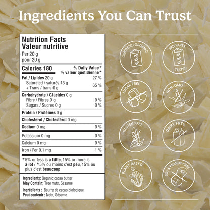Organic Traditions Food Grade Cacao Butter, Baking Ingredient, 16oz Bag Organic Traditions