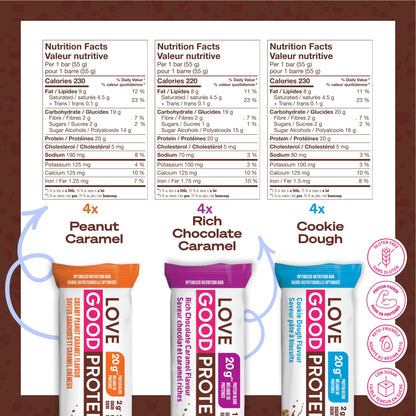 Love Good High-Protein Bars Variety Pack - 12 Count | Whey Protein & Collagen | Low Sugar, Low Carb, Gluten Free