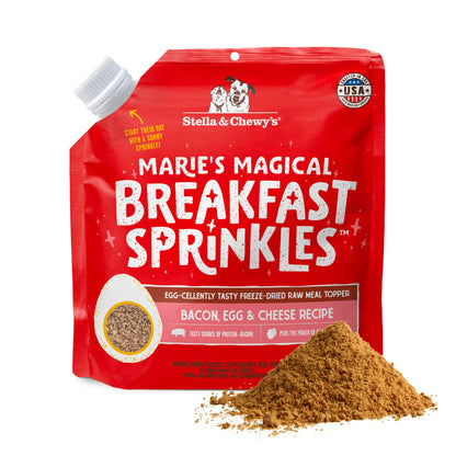 Stella & Chewy's Marie's Magical Breakfast Sprinkles Freeze-Dried Raw Bacon, Egg & Cheese Recipe Grain-Free Dog Food Topper, 198g Bag 🍁 All In One Marketplace Canada
