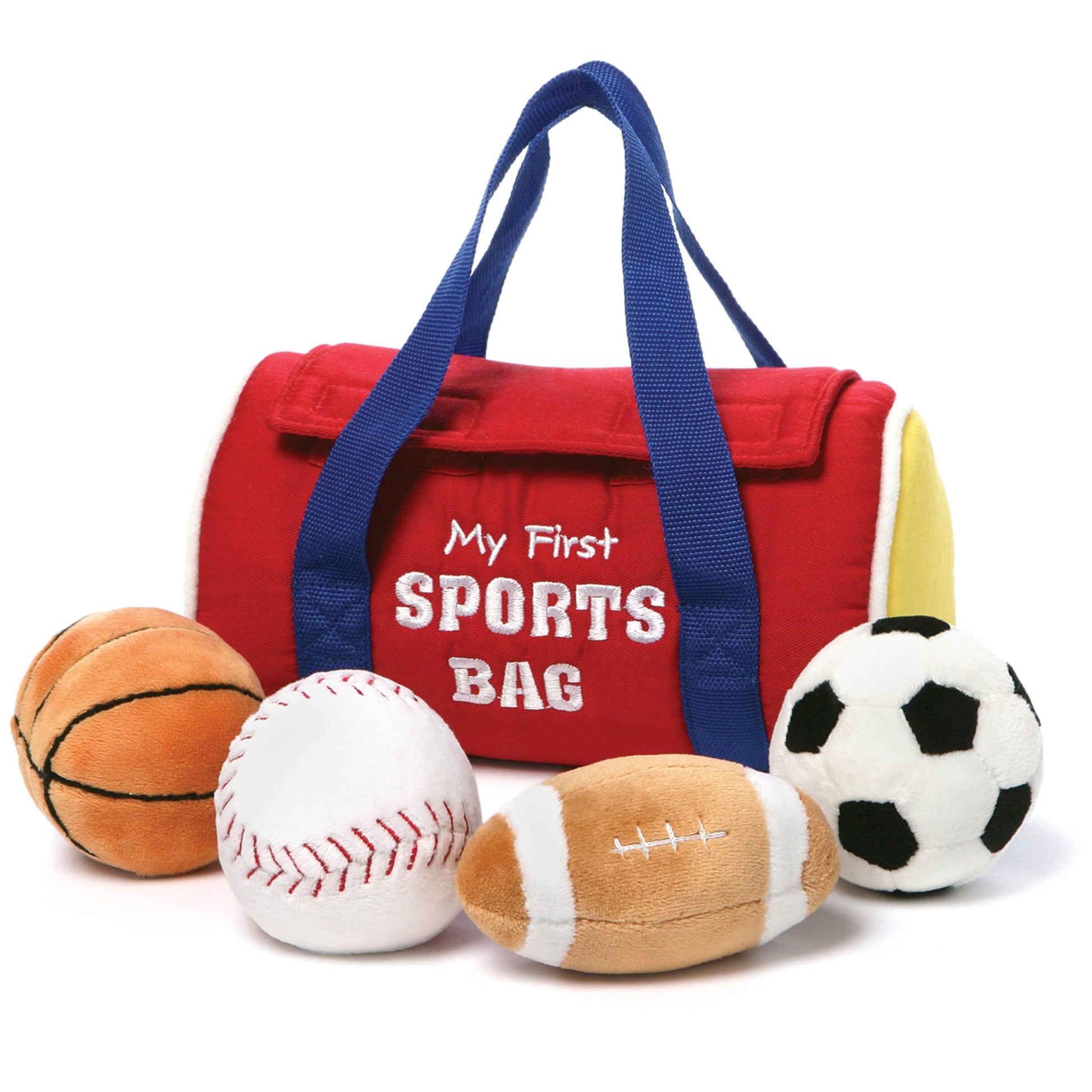 Baby GUND My First Sports Bag Stuffed Plush Playset, Baby Gift Toys for Boys and Girls Ages 1 & Up, 5 Piece, 8" GUND